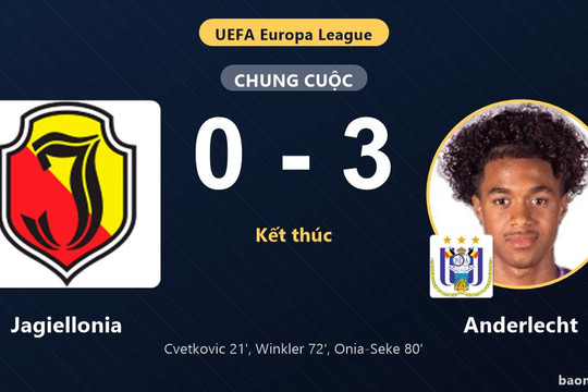 Thắng đậm Jagiellonia 3-0, Anderlecht giải tỏa áp lực ngay trên sân khách