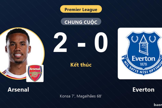 Hạ Everton, Arsenal bám sát ngôi đầu còn đối thủ giậm chân ở giữa bảng