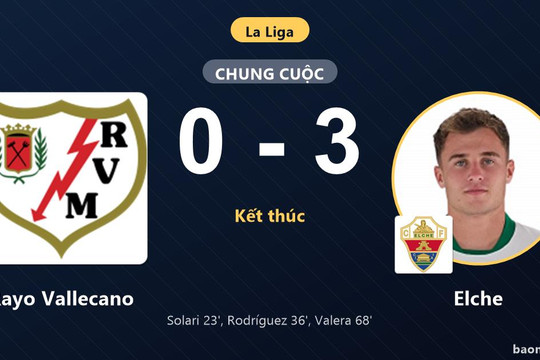 Đè bẹp Rayo Vallecano 3-0, Elche nhen nhóm hy vọng bứt khỏi nhóm nguy hiểm
