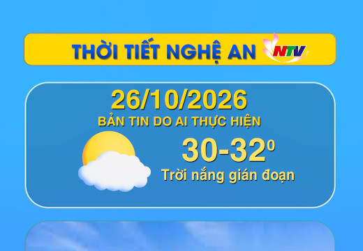 Thời tiết Nghệ An hôm nay 26/10/2026