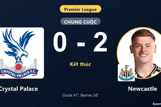 Hạ gục Crystal Palace, Newcastle bứt lên thứ 14 và đẩy đối thủ sát nhóm nguy hiểm