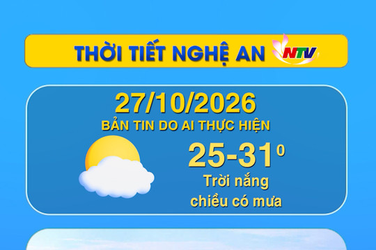 Thời tiết Nghệ An hôm nay 27/10/2026