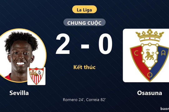 Hạ Osasuna, Sevilla chen chân vào top 6 La Liga khiến đối thủ chững lại