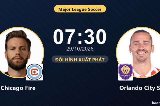 Trực tiếp Chicago Fire vs Orlando City SC: Đội hình xuất phát