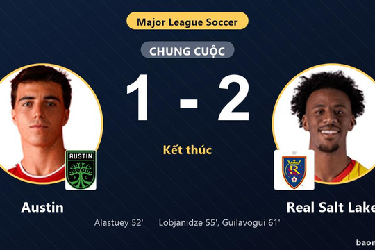 Ngược dòng thắng Austin, Real Salt Lake đẩy đối thủ lún sâu ở nhóm cuối