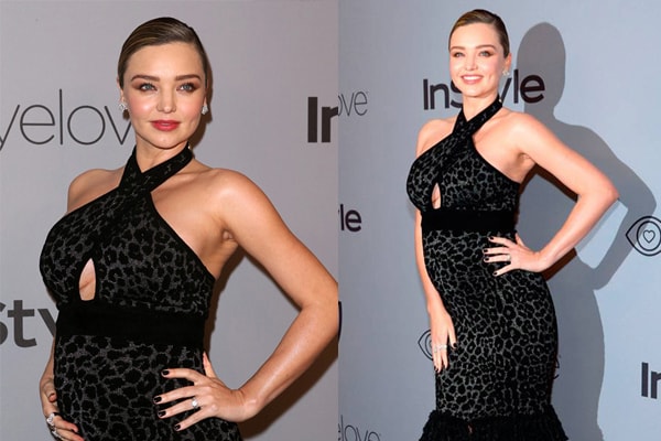 Miranda Kerr bụng bầu vẫn sexy, diện giày cao gót dự tiệc Quả cầu vàng