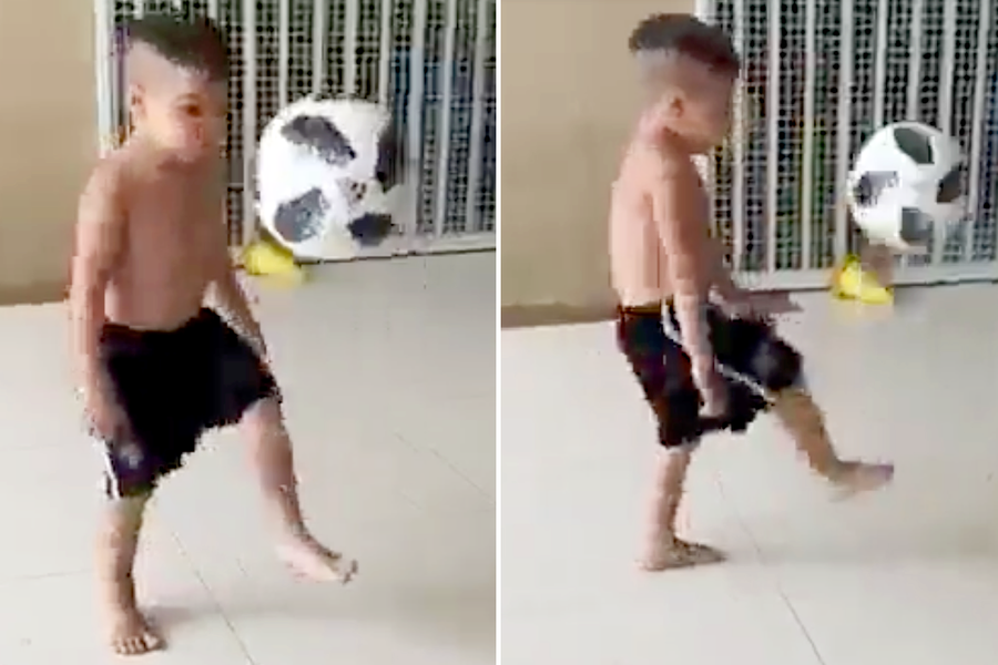 Cậu bé 5 tuổi điệu nghệ gắp bóng và tâng hàng trăm lần