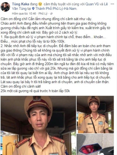 Cộng đồng mạng thích thú với cách xử lý lỗi không gương chiếu hậu của CSGT