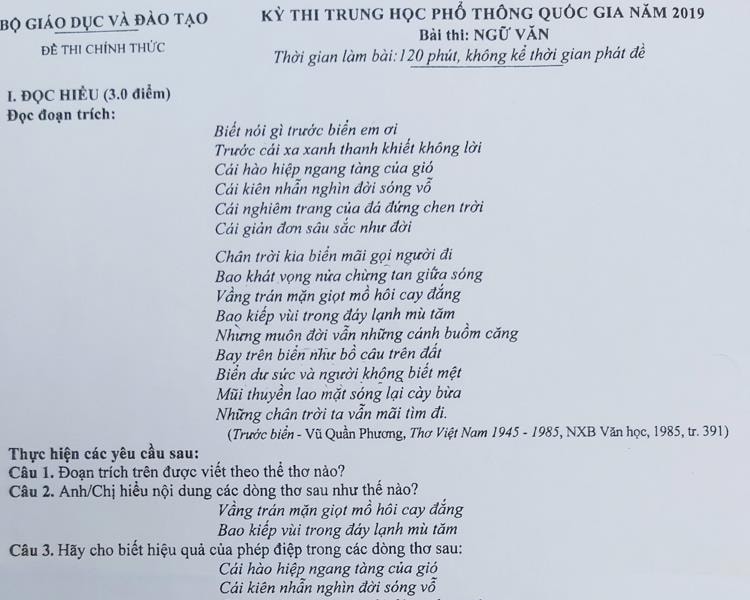 Gợi ý giải đề thi môn Ngữ Văn