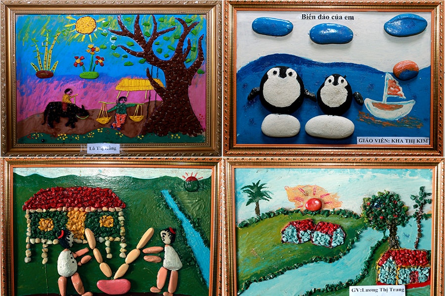 Ghép đá thành những bức tranh, giáo viên vùng cao Nghệ An tạo điều bất ngờ 