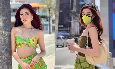 Khánh Vân khoe street style trên phố Mỹ