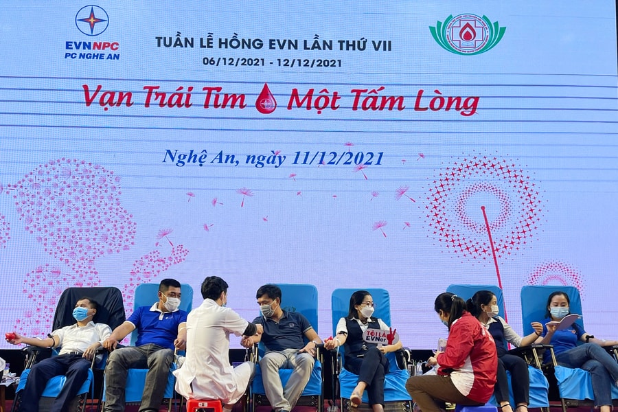 Cán bộ, nhân viên Điện lực Nghệ An tham gia hiến máu, hưởng ứng 'Tuần lễ hồng EVN' 