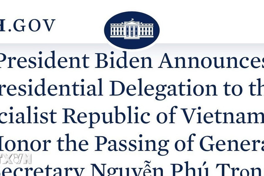 Nhà Trắng công bố Phái đoàn đại diện Tổng thống Hoa Kỳ sang viếng Tổng Bí thư