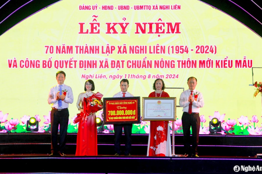Xã Nghi Liên kỷ niệm 70 năm thành lập, đón nhận xã đạt chuẩn nông thôn mới kiểu mẫu về văn hóa