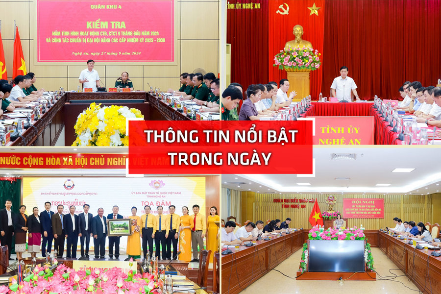 Nghệ An: Thông tin nổi bật ngày 27/9