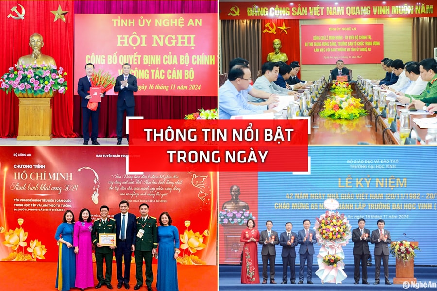 Nghệ An: Thông tin nổi bật ngày 16/11