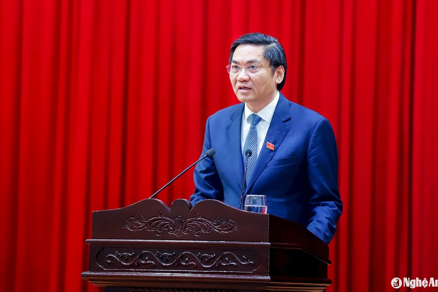 Phát biểu nhận nhiệm vụ của đồng chí Hoàng Nghĩa Hiếu - Phó Bí thư Thường trực Tỉnh uỷ, Chủ tịch HĐND tỉnh Nghệ An