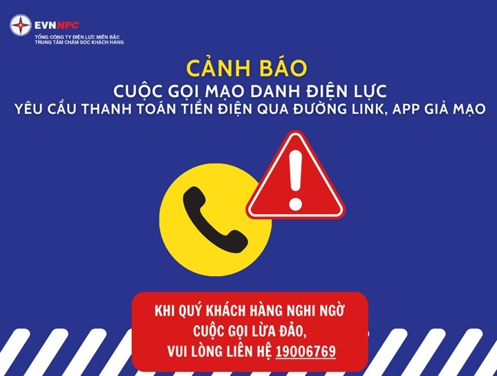 Cảnh báo mạo danh nhân viên Điện lực liên hệ khách hàng yêu cầu thanh toán tiền điện vào link/app giả mạo