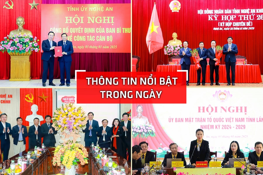 Nghệ An: Thông tin nổi bật ngày 3/1