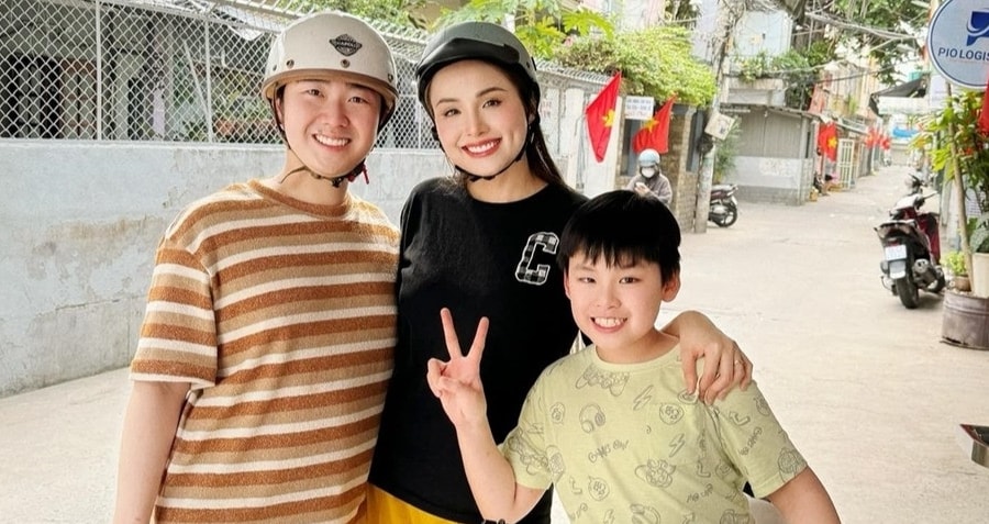 Hoa hậu Diễm Hương cùng chồng kém 2 tuổi từ Canada về Việt Nam đón Tết