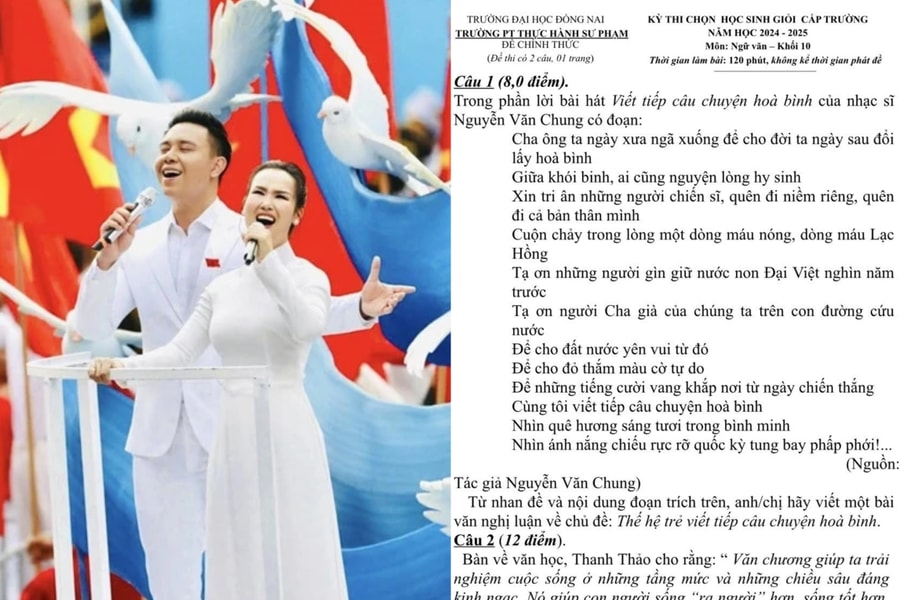 Ca khúc 4 tỷ lượt xem dịp lễ 30/4 vào đề thi Văn