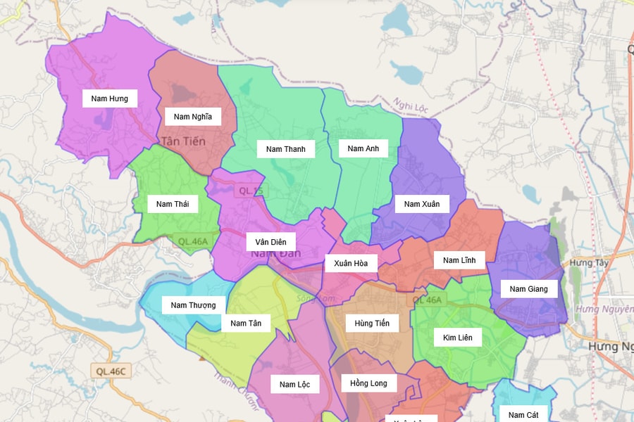 Huyện Nam Đàn (cũ) Nghệ An hình thành 5 xã mới nào sau sắp xếp các đơn vị hành chính?