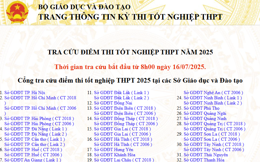 8h ngày 16/7 công bố điểm thi tốt nghiệp THPT 2025, mời xem điểm thi trên báo Nghệ An