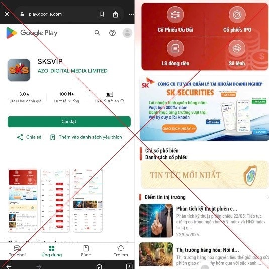 3 nạn nhân bị lừa đảo khi đầu tư chứng khoán trên ứng dụng SKSVIP