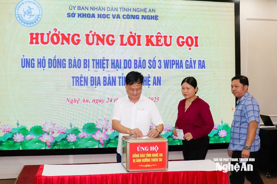 Sở Khoa học và Công nghệ Nghệ An hỗ trợ, chia sẻ với người dân bị ảnh hưởng bởi hoàn lưu bão số 3