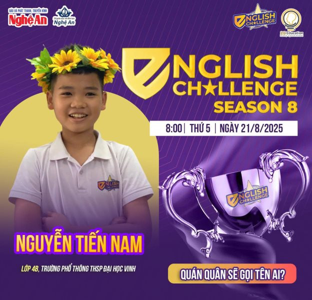 Chân dung thí sinh nhỏ tuổi nhất lọt vào cầu truyền hình Chung kết English Challenge mùa 8
