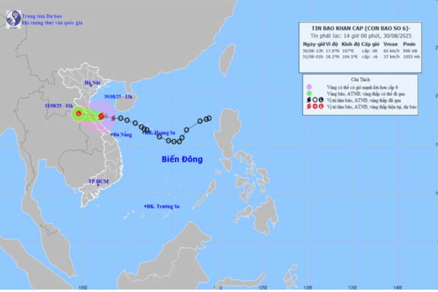 TIN BÃO KHẨN CẤP: Bão số 6 gây gió mạnh cấp 8, giật cấp 10-11