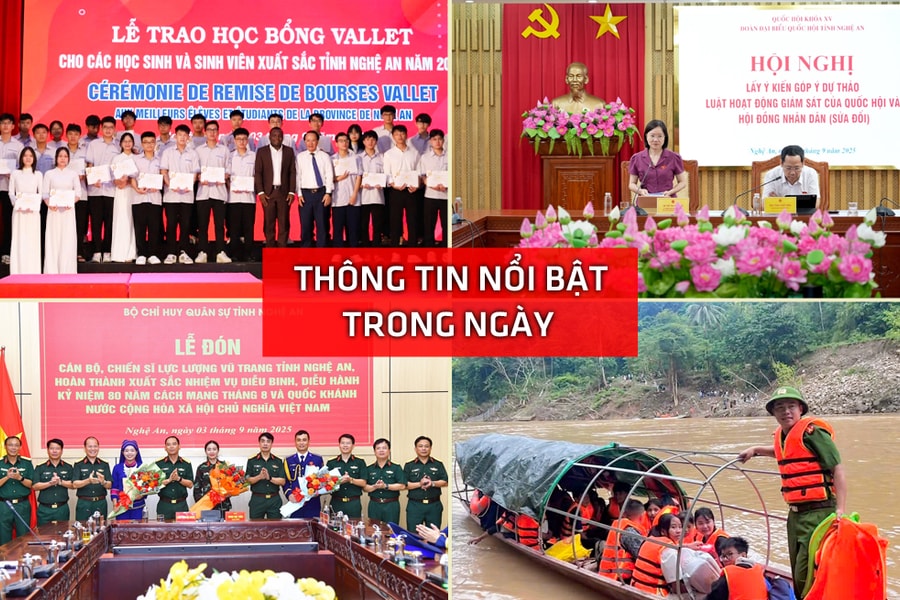 Nghệ An: Thông tin nổi bật ngày 3/9