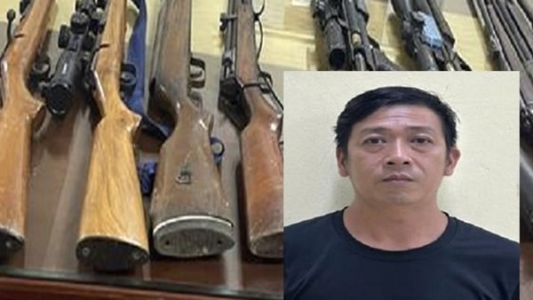 Bắt đối tượng cất giấu gần chục khẩu súng quân dụng trong nhà