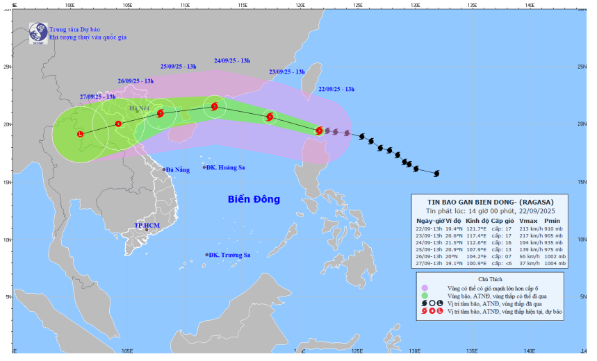 Cập nhật bão Ragasa: Khi nào bão vào đất liền? Sức gió sẽ mạnh cỡ nào?