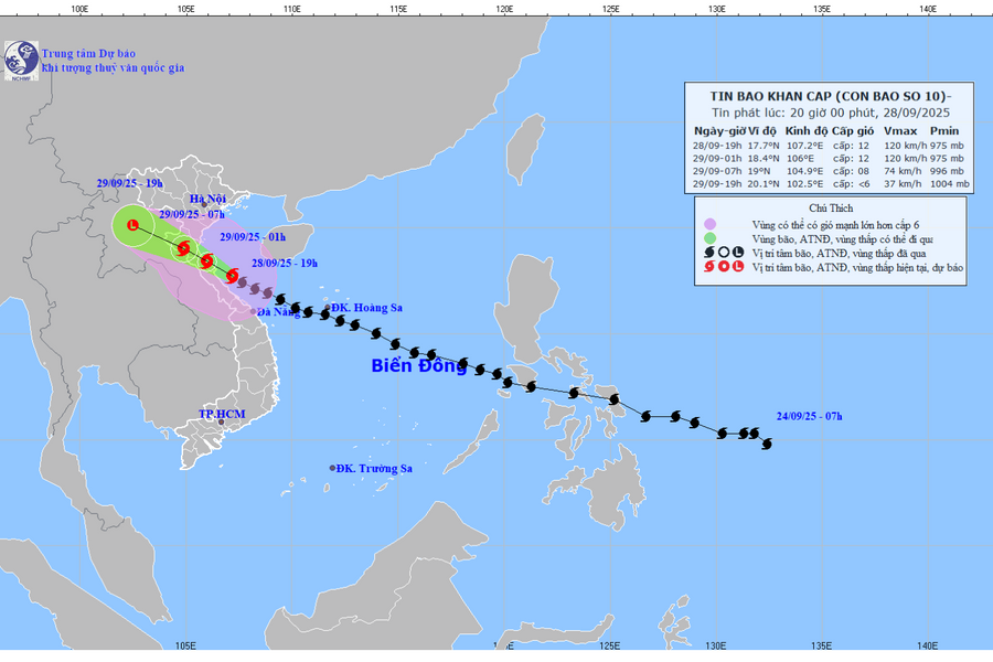 TIN BÃO KHẨN CẤP: Bão số 10 giật cấp 15, đổ bộ Nghệ An - Quảng Trị, cảnh báo gây ra tổ hợp thiên tai cực kỳ nguy hiểm