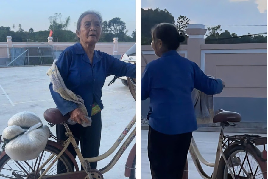 Nghệ An: Cụ bà đạp xe chở 20kg gạo đi hỗ trợ bà con vùng rốn lũ