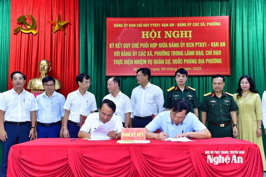 Ký kết quy chế phối hợp giữa Ban Chỉ huy phòng thủ khu vực 1 - Vạn An với các xã, phường
