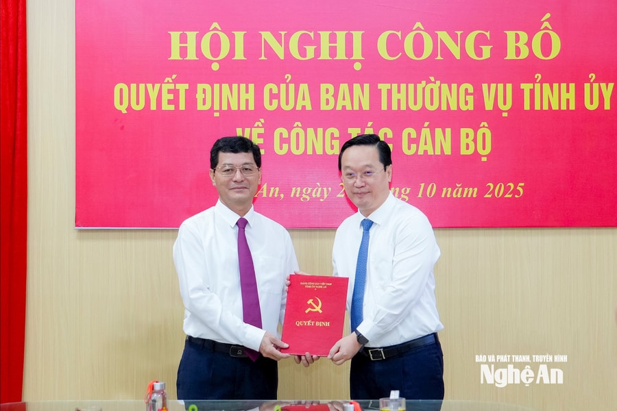 Công bố quyết định bổ nhiệm Trưởng ban Tổ chức Tỉnh ủy Nghệ An
