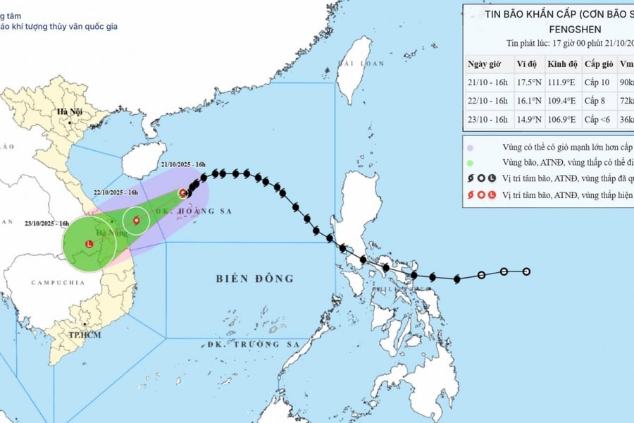 Từ đêm 22/10, bão số 12 gây mưa lớn hai đợt liên tiếp, Trung Trung Bộ cảnh báo ngập lụt diện rộng