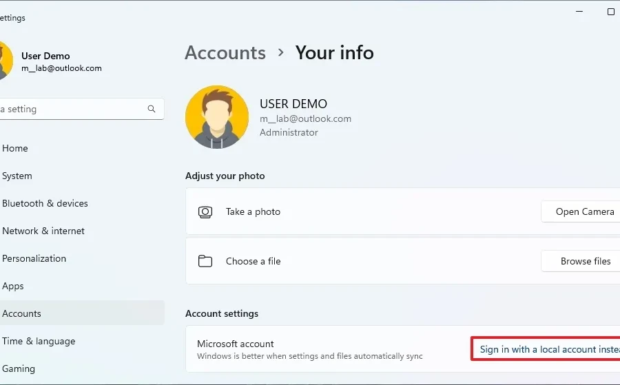 Chuyển sang tài khoản cục bộ Windows 11: Hướng dẫn chi tiết