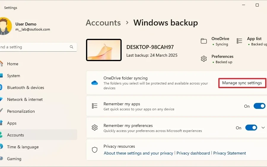 Hướng dẫn sao lưu và khôi phục Windows 11 bằng OneDrive