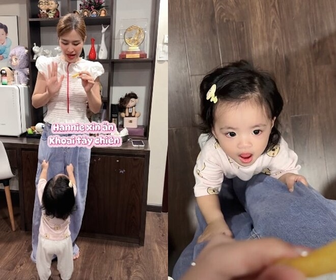 Con gái Đông Nhi 1 tuổi gây sốt với màn 'diễn' xin ăn