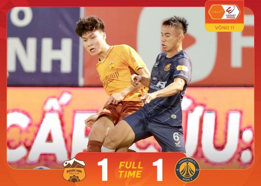 HAGL hòa Thanh Hóa 1-1, bàn gỡ 90+8 cứu chủ nhà Pleiku