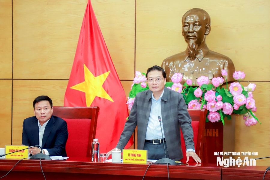 Chủ tịch UBND tỉnh Nghệ An Lê Hồng Vinh chủ trì làm việc về tiến độ 7 chương trình, dự án trọng điểm