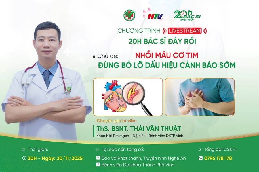 Đón xem Livestream '20h Bác sĩ đây rồi' ngày 20/11: ‘Nhồi máu cơ tim - đừng bỏ lỡ dấu hiệu cảnh báo sớm’