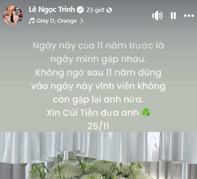 Diễn viên Ngọc Trinh tiễn biệt mối tình đầu vừa qua đời
