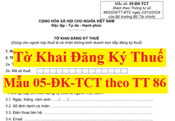 Tải Mẫu Tờ khai đăng ký thuế cho cá nhân không kinh doanh năm 2025