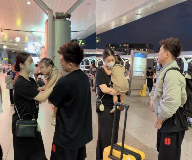 Con gái Châu Khải Phong khóc nấc tiễn bố đi lưu diễn Mỹ