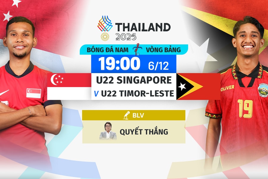 VTV5, VTV6 trực tiếp bóng đá U22 Singapore vs U22 Timor Leste 19h00 hôm nay 6/12/2025