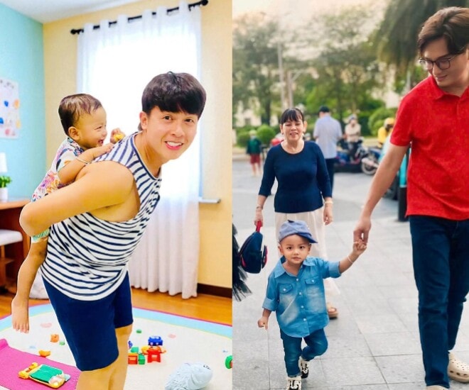 Hòa Hiệp đưa con trai 1 tuổi đến lớp, có Bá Thắng đồng hành